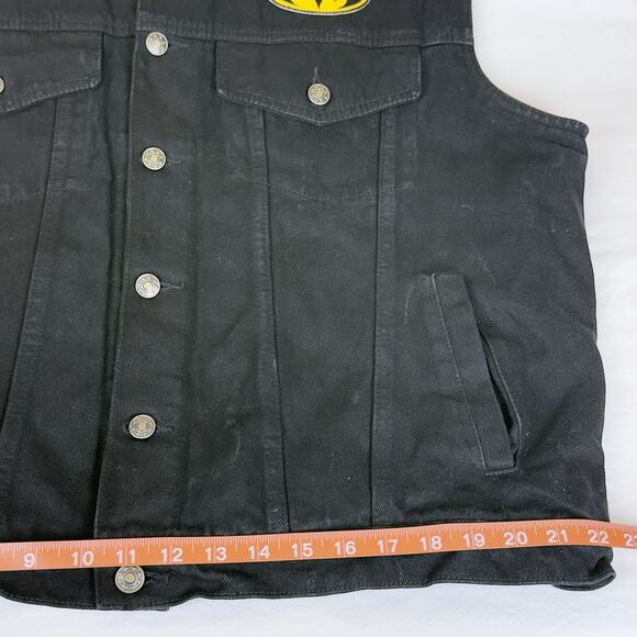 Allstate Collection Black Denim Vest with Batman Emblems – Men’s L, Cotton - Picture 12 of 14